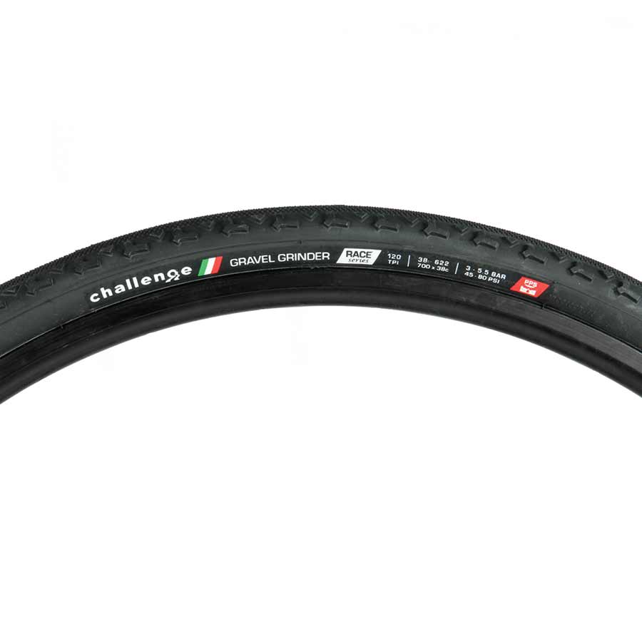 Challenge, Gravel Grinder Race, Tire, 700x38C, Folding, Clincher, Vulcanized, Nylon, 120TPI, Black