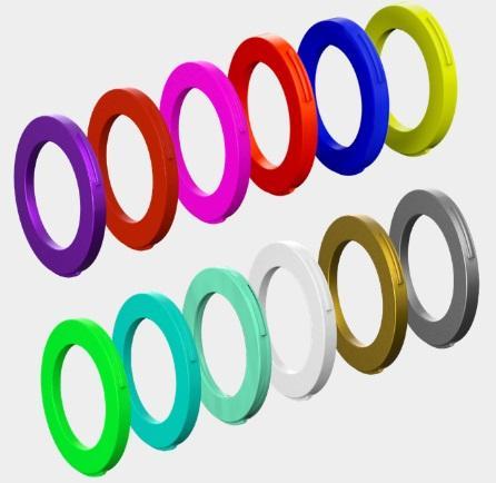 Magura 2 Piston Brake Caliper Rings, Neon Green/Cyan/Mint Green (x2 of each colour)