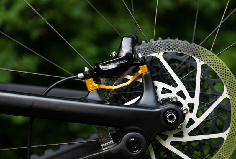 Oak Components Plasmadapt Brake Adapter, Post Mount, +20mm, Gold (incl. Titanium Mounting Hardware)