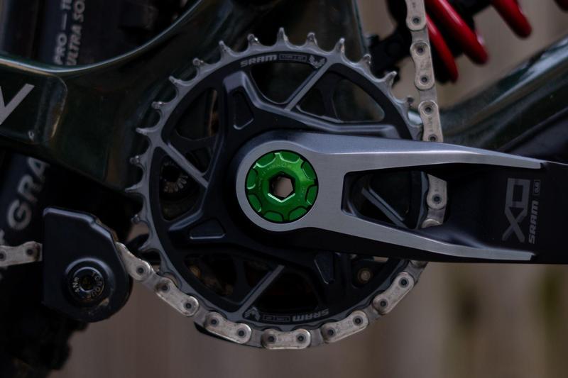 Oak Components Crank Ejector Cap Set, Green (Fits SRAM Dub Cranksets, M18 / M30LH)