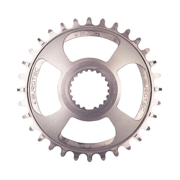 Burgtec ThickThin Chainring, Shimano Direct Mount, 28T, Rhodium Silver