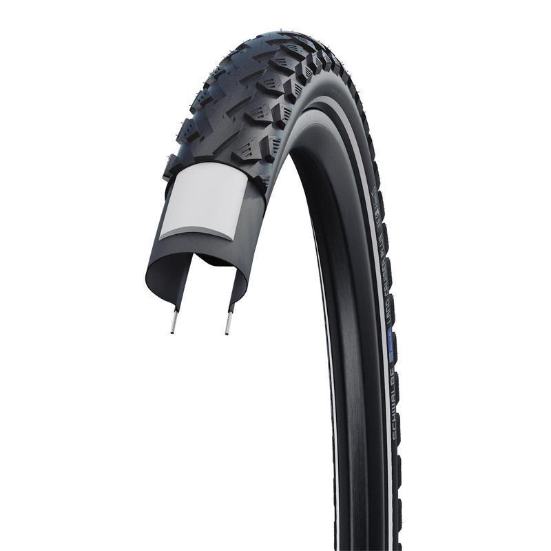 Schwalbe Land Cruiser Plus Tire, 27.5 x 2.00 (54-584), Black w/Reflective Strip, PunctureGuard, Green Compound, Wire