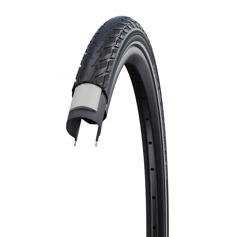 Schwalbe Delta Cruiser Plus Tire, 26 x 1.75 (47-559), Black w/Reflective Strip, PunctureGuard, Green Compound, Wire