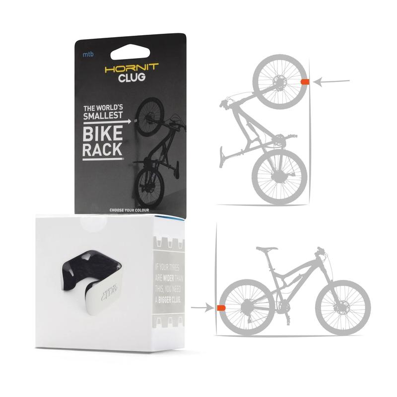 Clug Wall Mount Bicycle Storage Rack, White/Black, MTB (for 1.75"-2.25" tires)