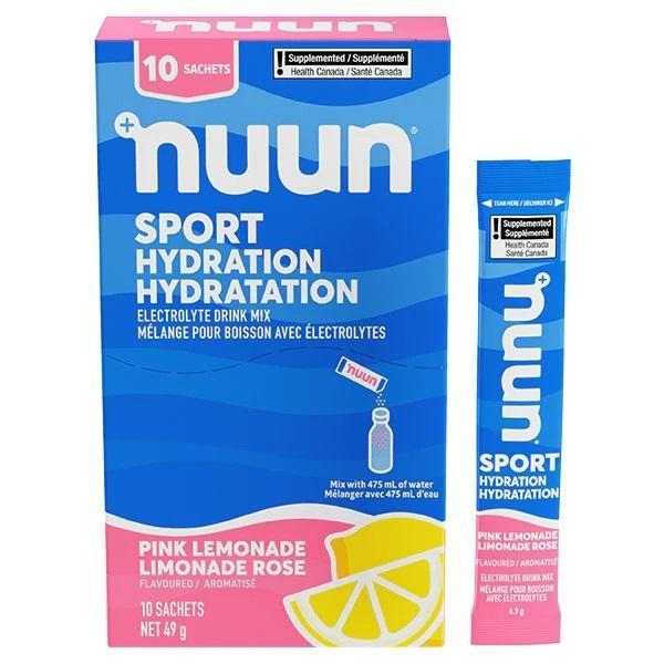 Nuun Sport Hydration Powder Drink Mix, Pink Lemonade, Box of 10 Servings