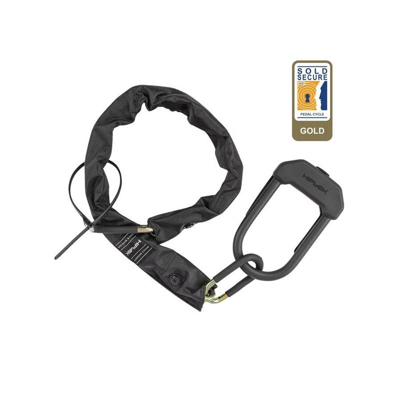 Hiplok E-DX, Maximum Security Loop Chain & D-Lock Combo, Black
