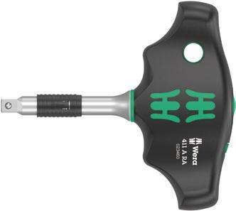 Wera Tools 416 RA T-Handle Adpater Screwdriver w/Ratchet Function, 1/4" x 45 mm