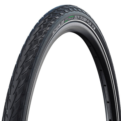 Schwalbe Delta Cruiser Plus Tire, 26 x 1.75 (47-559), Black w/Reflective Strip, PunctureGuard, Green Compound, Wire