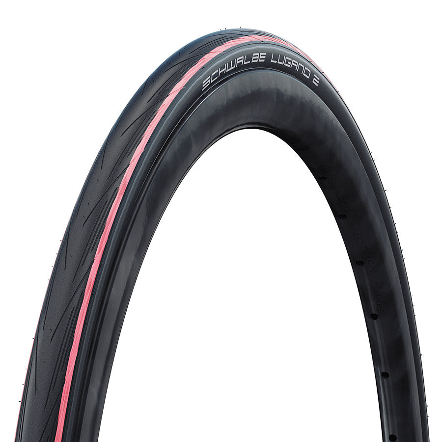 Schwalbe, Lugano II, Road Tire, 700x25C, Folding, Clincher, SiC, K-Guard, 50TPI, Red