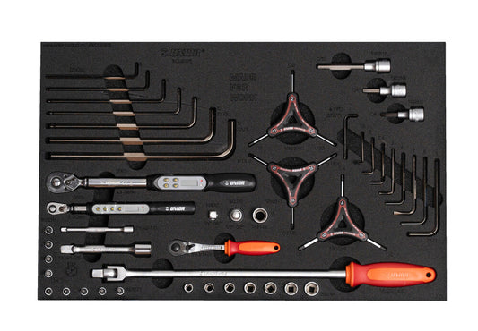 Bike tool set in tool tray