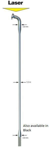 Sapim Laser Spoke 256mm Double Butted, 14/17, Silver, J-Bend, Single