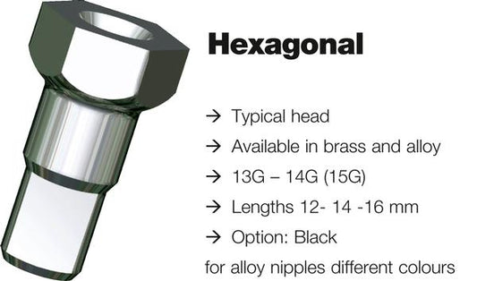 Sapim Nipple Brass Hex Head, Bag of 100