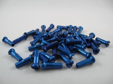 Sapim Nipple Aluminum 14mm, Blue, Polyax, Bag of 100