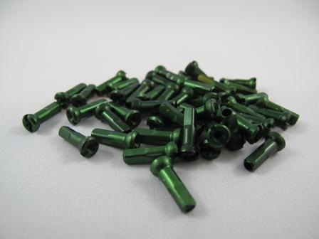 Sapim Nipple Aluminum 14mm, Green, Polyax, Bag of 100