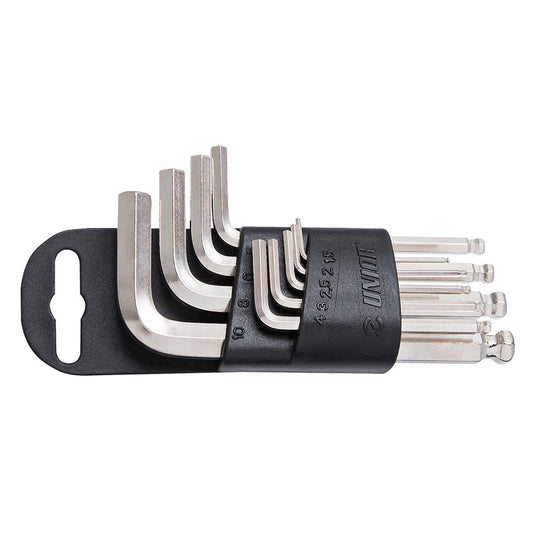 Set of ball-end hex wrenches on plastic clip