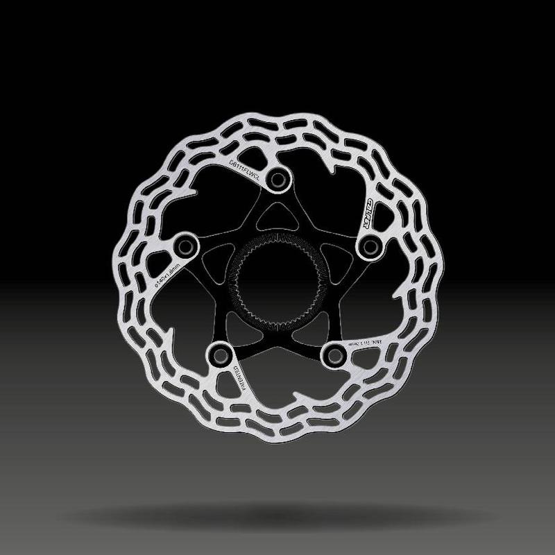 Galfer Shark Road / Gravel Brake Rotor, Two Piece Black Aluminum Core, Center Lock, 1.8mm Thickness, 140mm