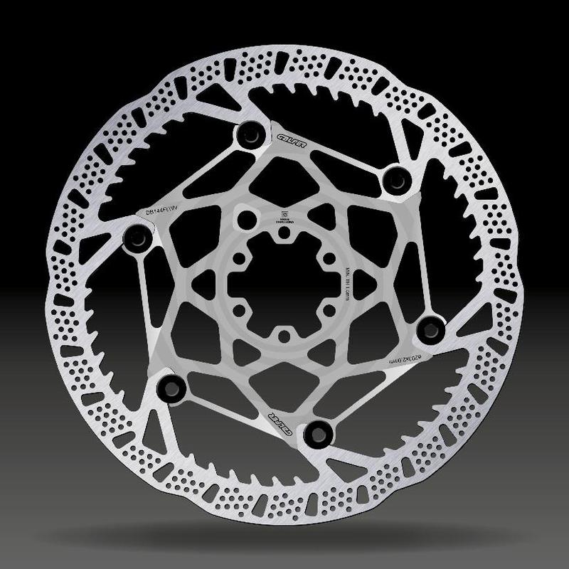 Galfer Shark MTB Brake Rotor, Two Piece Raw Aluminum Core, 6 Bolt, 2.0mm Thickness, 203mm