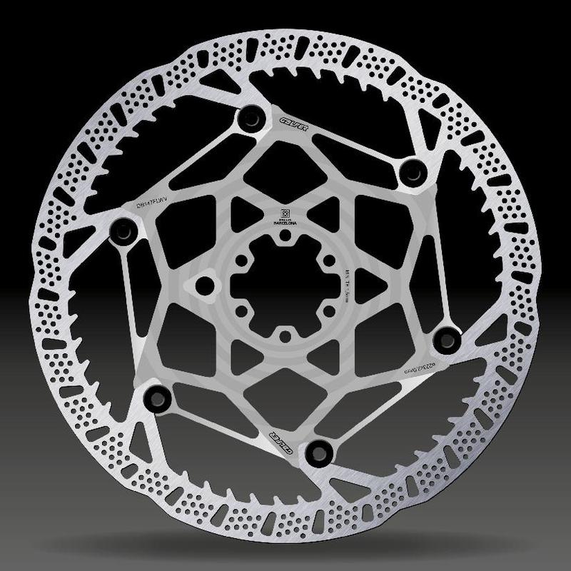 Galfer Shark MTB Brake Rotor, Two Piece Raw Aluminum Core, 6 Bolt, 2.0mm Thickness, 223mm