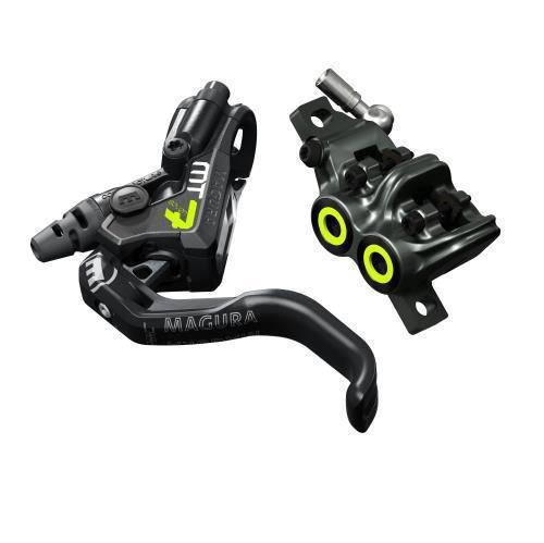 Magura MT7 Pro Disc Brake, HC1 1-Finger Brake Lever, Black and Neon Yellow /each (fits Front or Rear, Flip-Flop)