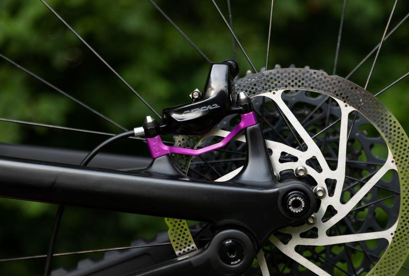 Oak Components Plasmadapt Brake Adapter, Post Mount, +20mm, Purple (incl. Titanium Mounting Hardware)