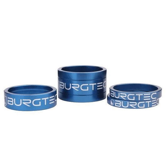 Burgtec Stem Spacer Kit (2x 5mm, 1x 10mm, 1x 20mm), Deep Blue