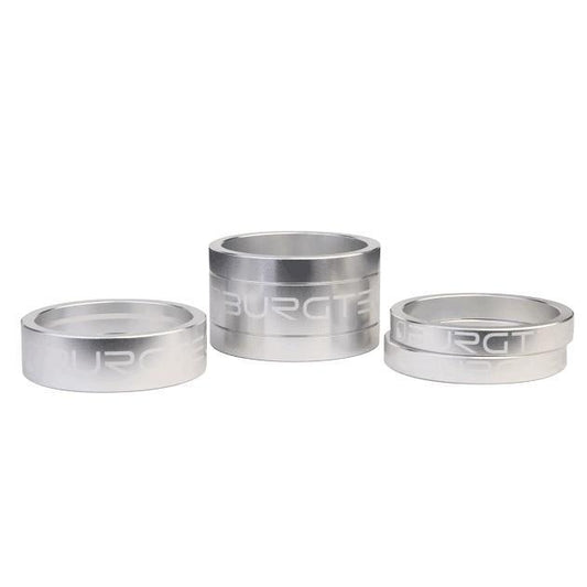 Burgtec Stem Spacer Kit (2x 5mm, 1x 10mm, 1x 20mm), Rhodium Silver