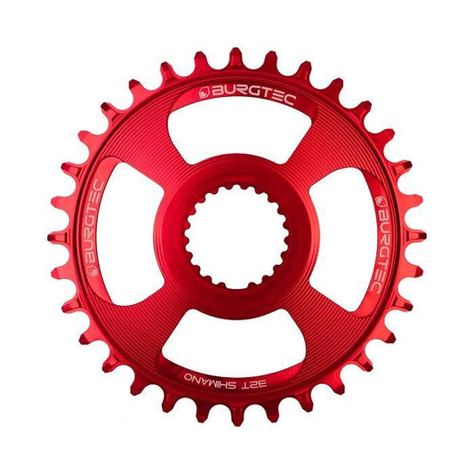 Burgtec ThickThin Chainring, Shimano Direct Mount, 28T, Race Red