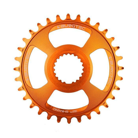 Burgtec ThickThin Chainring, Shimano Direct Mount, 28T, Iron Bro Orange