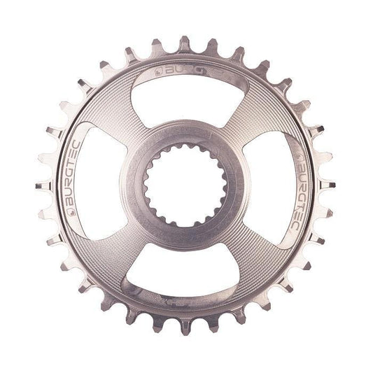 Burgtec ThickThin Chainring, Shimano Direct Mount, 28T, Rhodium Silver