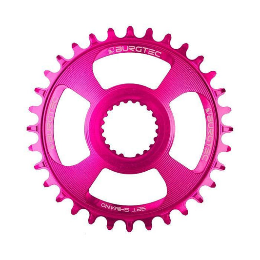 Burgtec ThickThin Chainring, Shimano Direct Mount, 30T, Toxic Barbie Pink
