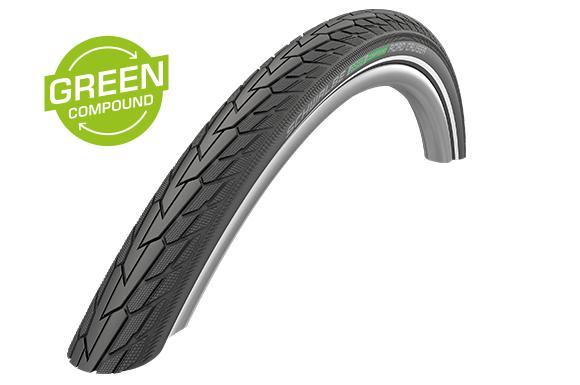 Schwalbe Road Cruiser Tire 29 x 1.75 (47-622), Black w/Reflective Strip, Green Compound, K-Guard, SBC, Wire