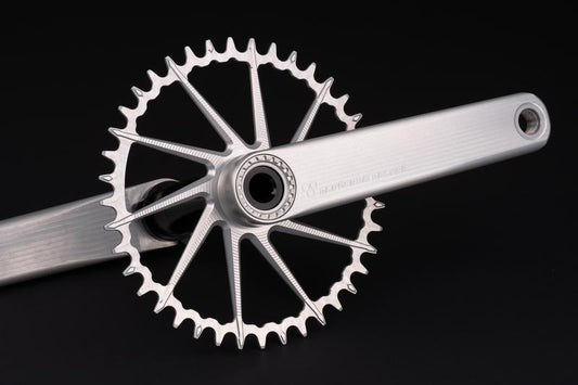 Garbaruk Road / Gravel Crankset, Silver Arms / Gold Lockring, 30mm Spindle, 175mm Length