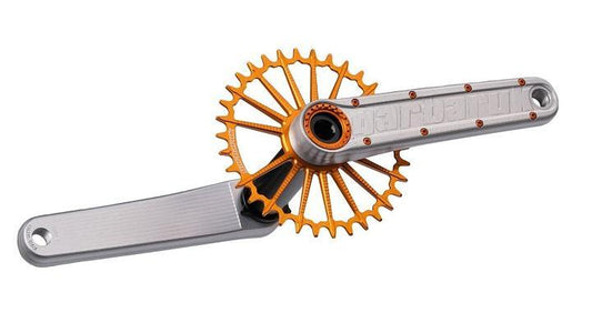 Garbaruk Enduro Crankset, Silver Arms / Red Bolts & Lockring, CL 52mm, 165mm Length, 30mm Spindle
