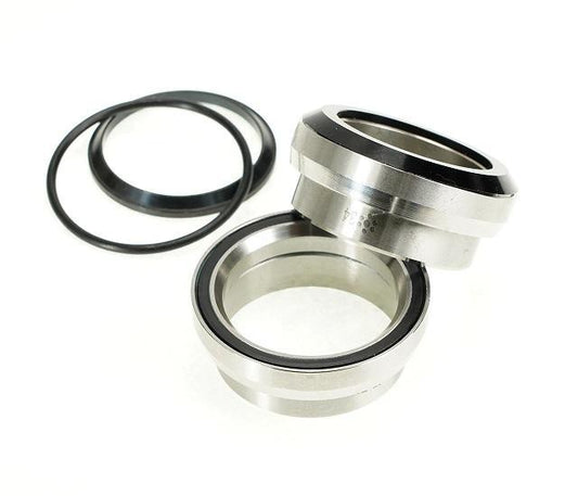 Enduro 1-1/8 External Cup Headset, Angular Contact, Stainless Steel Integrated Bearings, for 34mm ID Head Tube, Silver