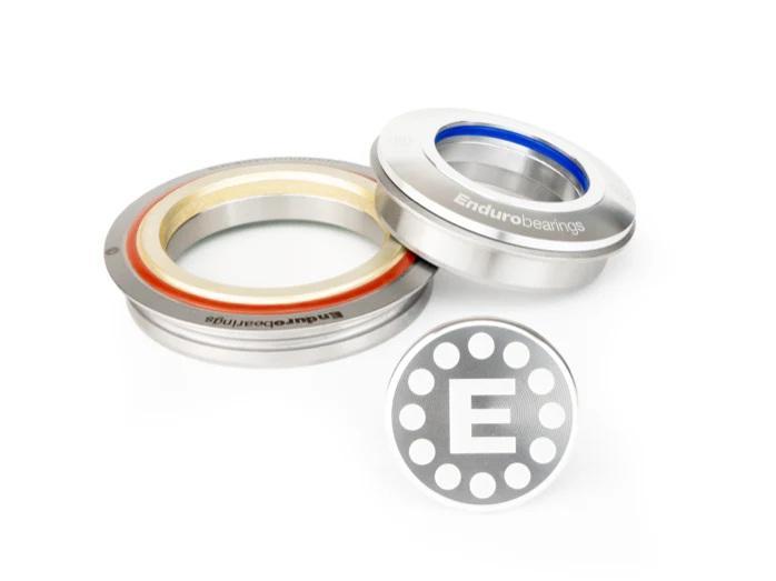 Enduro MAXhit Tapered Internal Headset, Zero Stack, 44/56mm ID, 1-1/8 Upper / 1.5" Lower, Integrated Bearings, Silver Cover