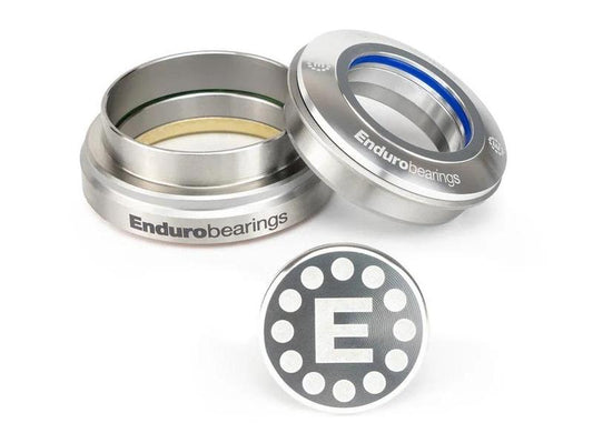 Enduro MAXhit Tapered External (Lower) Headset, Zero Stack, 44/44mm ID w/Tapered Steerer, SS Integrated Bearings, Silver