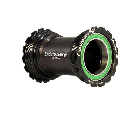 Enduro T47 Threaded Bottom Bracket, Stainless Steel Angular Contact, 30mm BB30/PF30 Spindle, Black