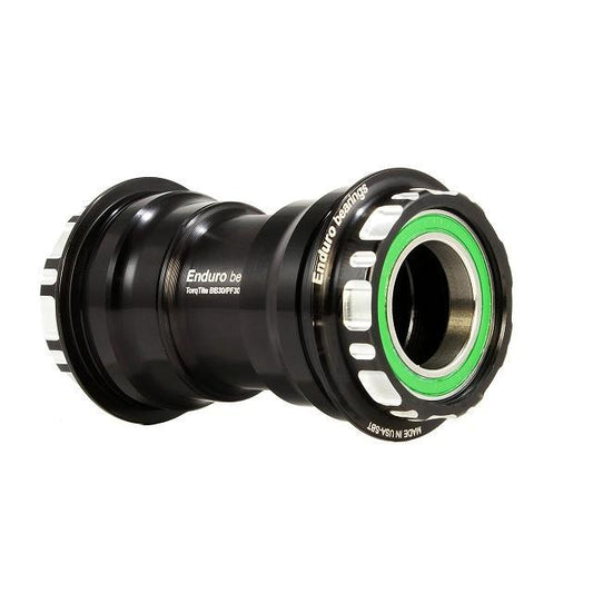 Enduro TorqTite Stainless Steel Angular Contact Bottom Bracket, PF30 to 24mm, Black