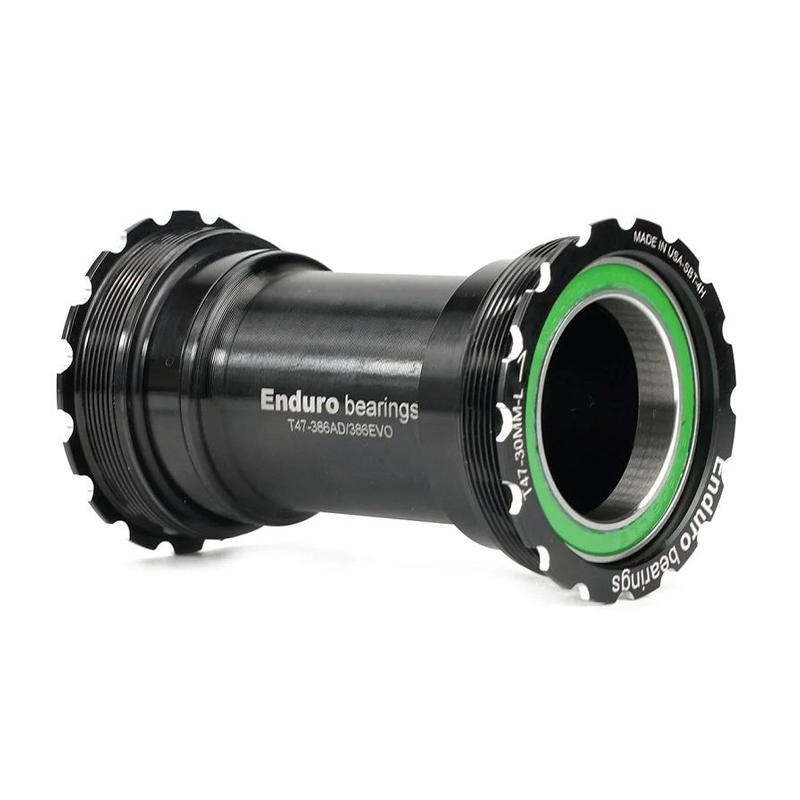 Enduro TorqTite Stainless Steel Angular Contact Bottom Bracket, BB386 to 24mm, Black
