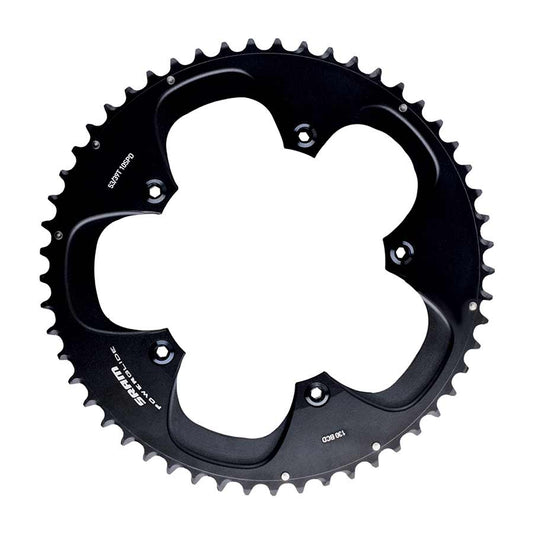 SRAM, 53T, 10 sp, BCD 130mm, 5-Bolt, Red, Outer Chainring, For Road double, Aluminum, Black, 11.6215.198.000