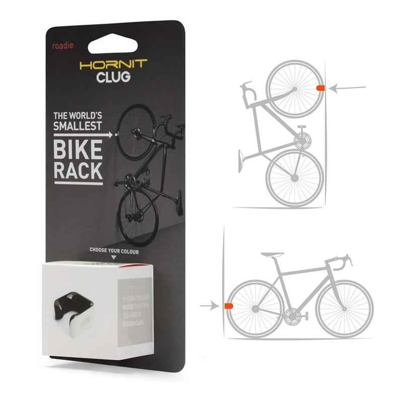 Clug Wall Mount Bicycle Storage Rack, White/Black, Roadie (for 23mm-32mm tires)