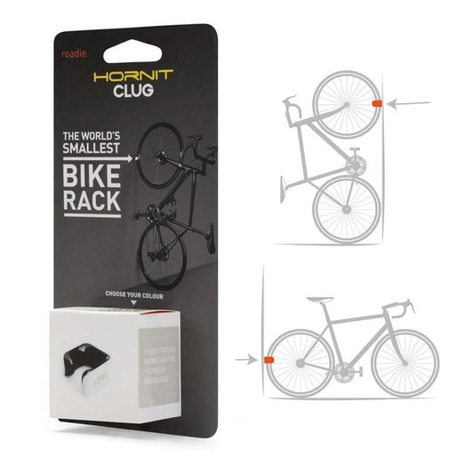 Clug Wall Mount Bicycle Storage Rack, White/Black, Roadie (for 23mm-32mm tires)