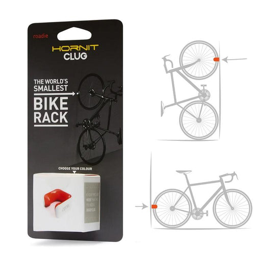 Clug Wall Mount Bicycle Storage Rack, White/Orange, Roadie (for 23mm-32mm tires)