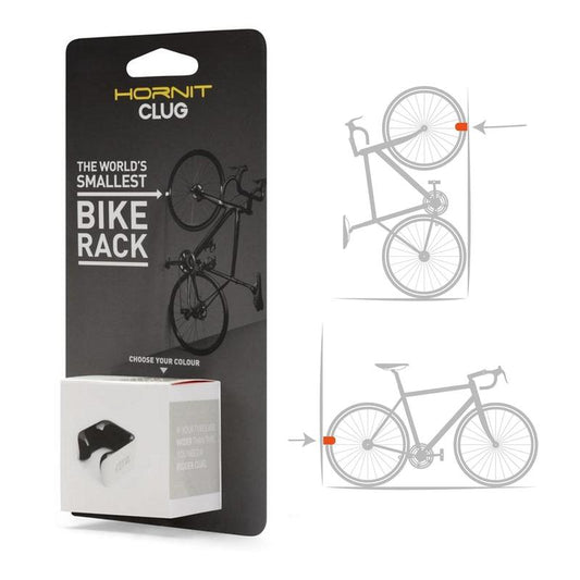 Clug Wall Mount Bicycle Storage Rack, White/Black, Hybrid/Gravel/Commuter (for 33mm-43mm tires)