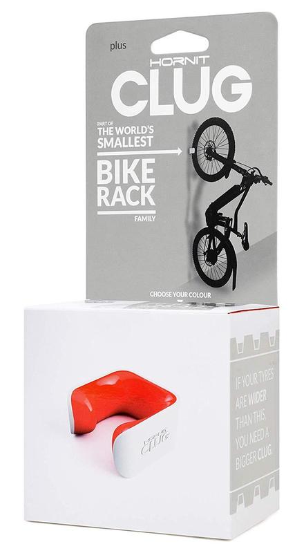 Clug Wall Mount Bicycle Storage Rack, White/Orange, MTB Plus (for 2.75" - 3.2" tires)