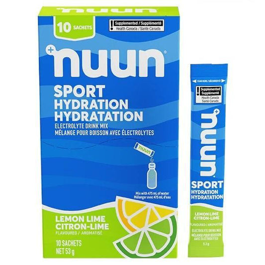 Nuun Sport Hydration Powder Drink Mix, Lemon Lime, Box of 10 Servings