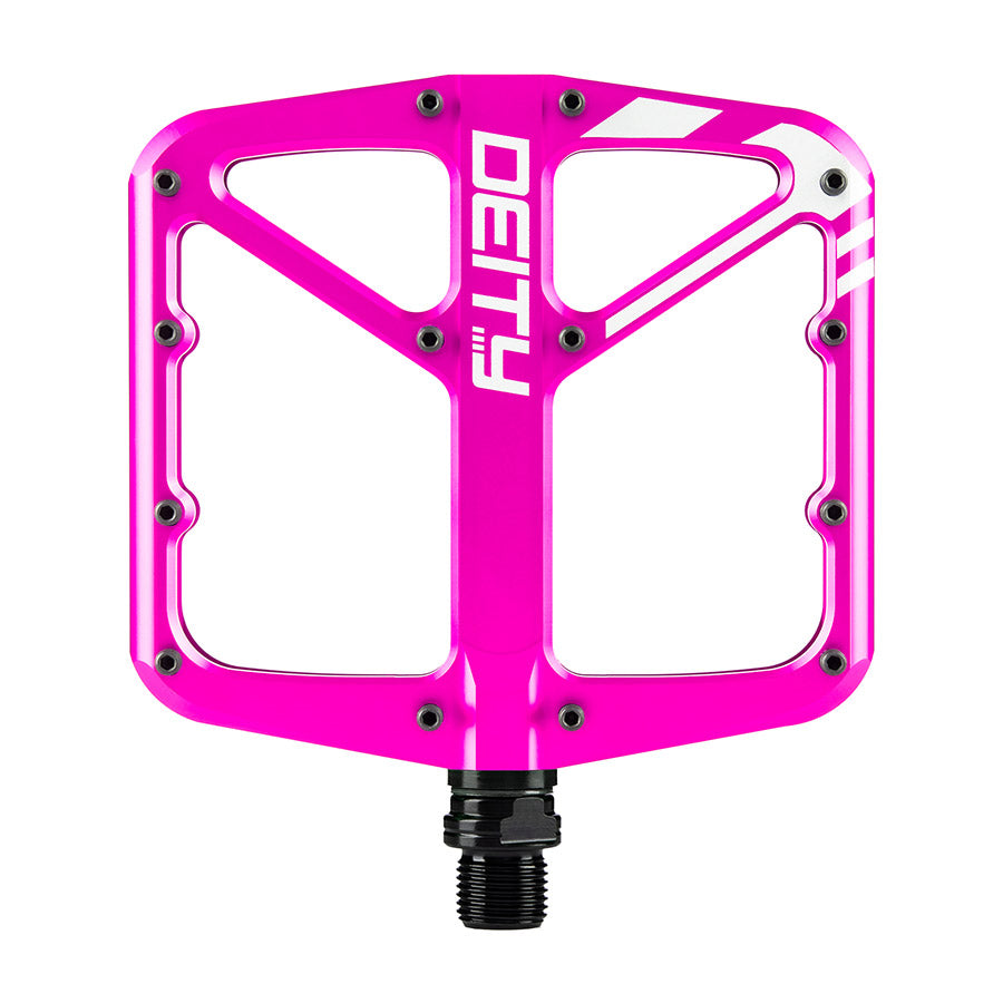 Deity, SuperVillain, Platform Pedals, Body: Aluminum, Spindle: Cr-Mo, 9/16'', Pink, Pair