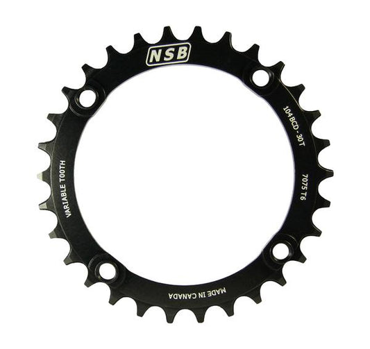 NSB Variable Tooth Chainring, 4 Bolt, 104 BCD, 30 Tooth, Black