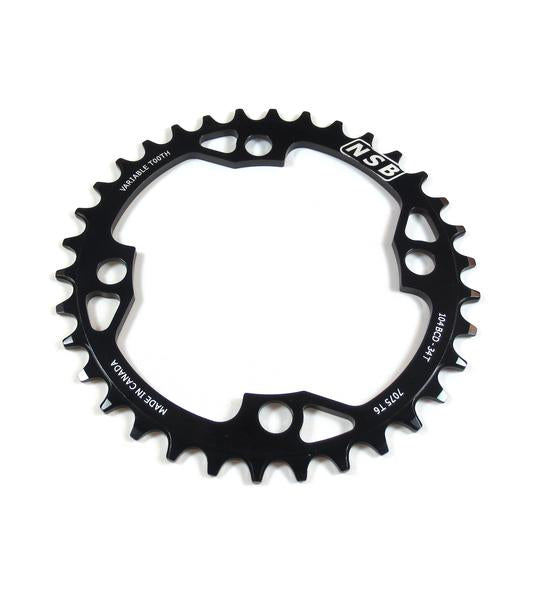NSB Variable Tooth Chainring, 4 Bolt, 104 BCD, 38 Tooth, Black