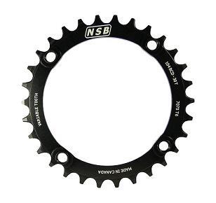 NSB Variable Tooth Chainring, 4 Bolt, 104 BCD, For Shimano HG12 speed, 30T, Black